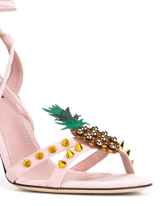 'Keira' Embellished Pineapple Suede Sandals