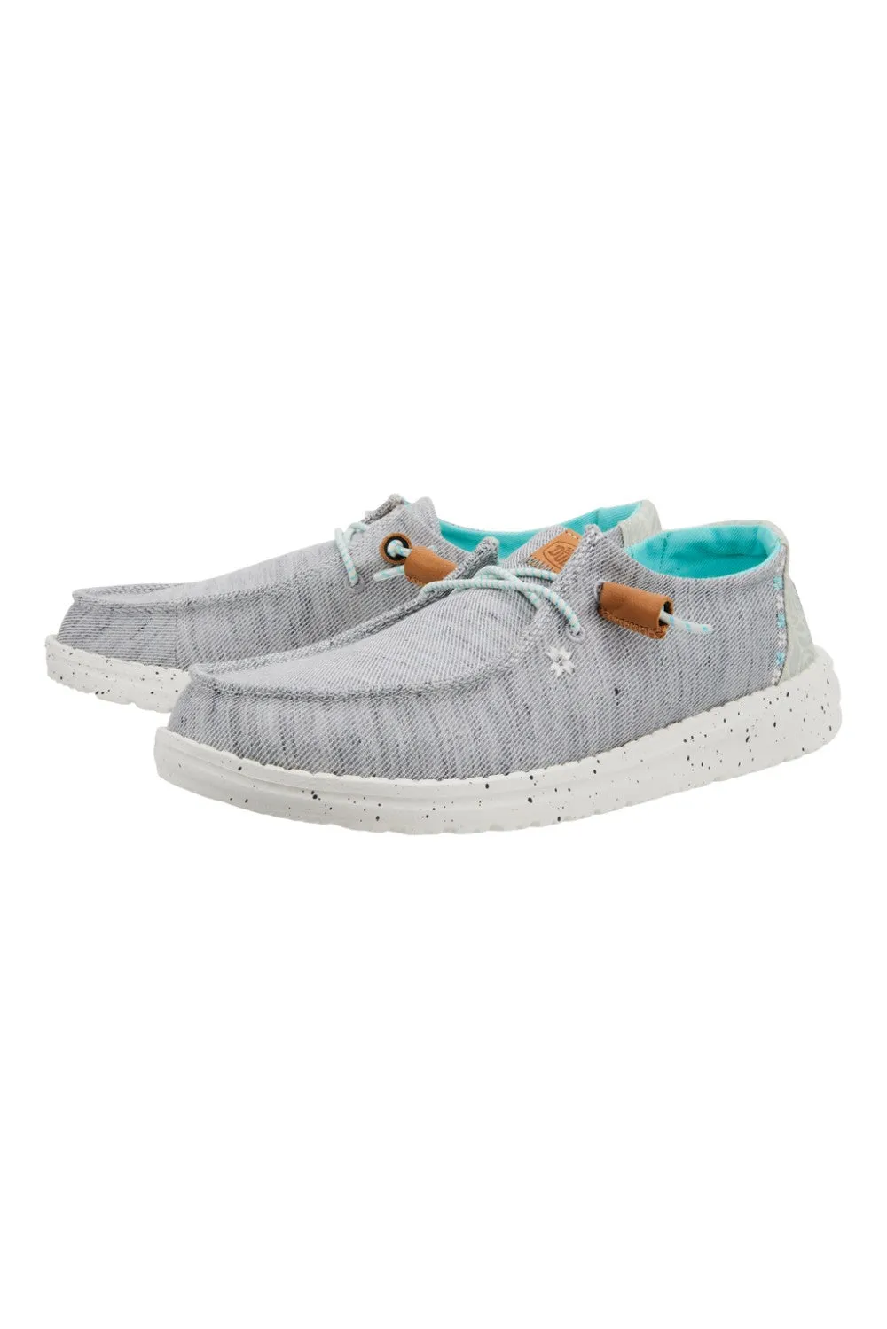 Ladies Hey Dude Grey Canvas Summer Shoes Laced Wendy Slub Tropical sale