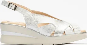 Ladies Pitillos Sandals Medium Wedge Silver Leather 5613 sale