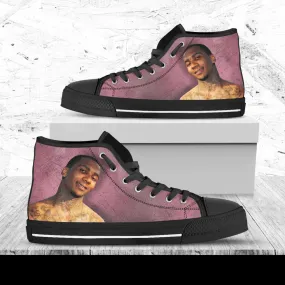 Lil B Custom Shoes, Custom Music Shoes, Music Hightops, Rapper Lil B Shoes, Hip Hop, Rapper Hi Tops