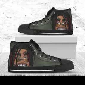 Lil Gotit Custom Shoes, Custom Music Shoes, Music Hightops, Rapper Lil Gotit Shoes, Hip Hop, Rapper Hi Tops, American Songwriter