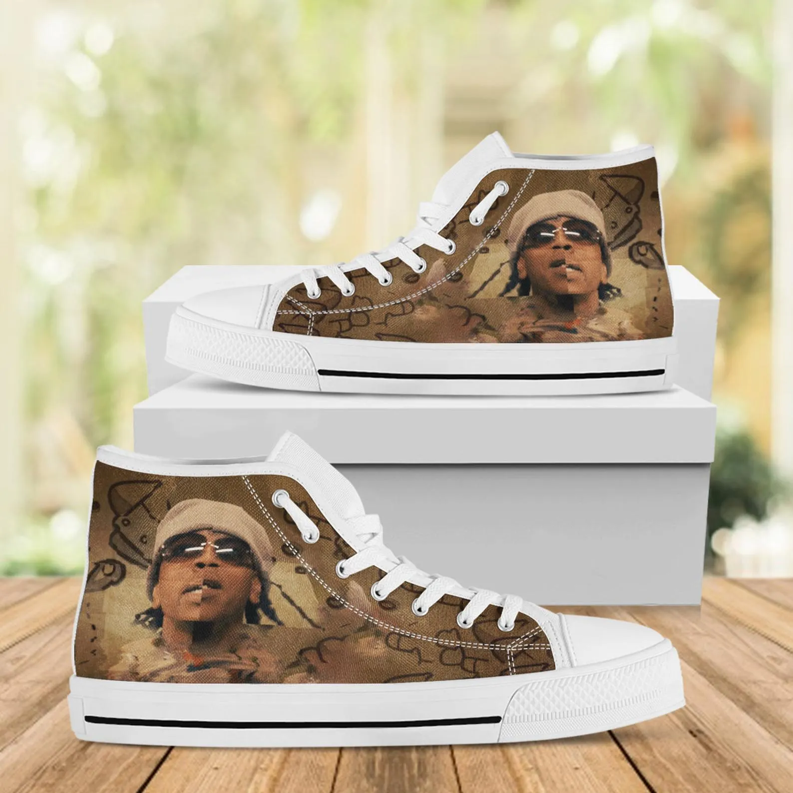 Lil Gotit Custom Shoes, Custom Music Shoes, Music Hightops, Rapper Lil Gotit Shoes, Hip Hop, Rapper Hi Tops, American Songwriter