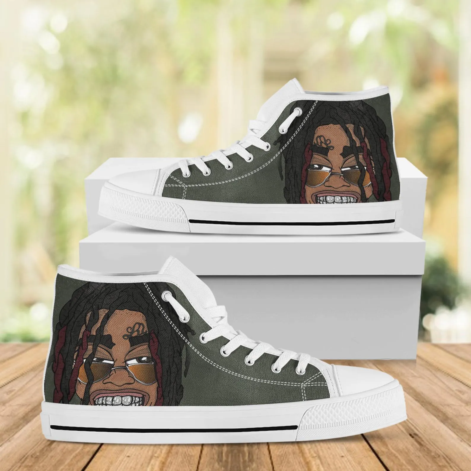 Lil Gotit Custom Shoes, Custom Music Shoes, Music Hightops, Rapper Lil Gotit Shoes, Hip Hop, Rapper Hi Tops, American Songwriter