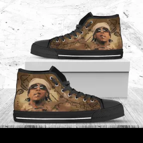 Lil Gotit Custom Shoes, Custom Music Shoes, Music Hightops, Rapper Lil Gotit Shoes, Hip Hop, Rapper Hi Tops, American Songwriter