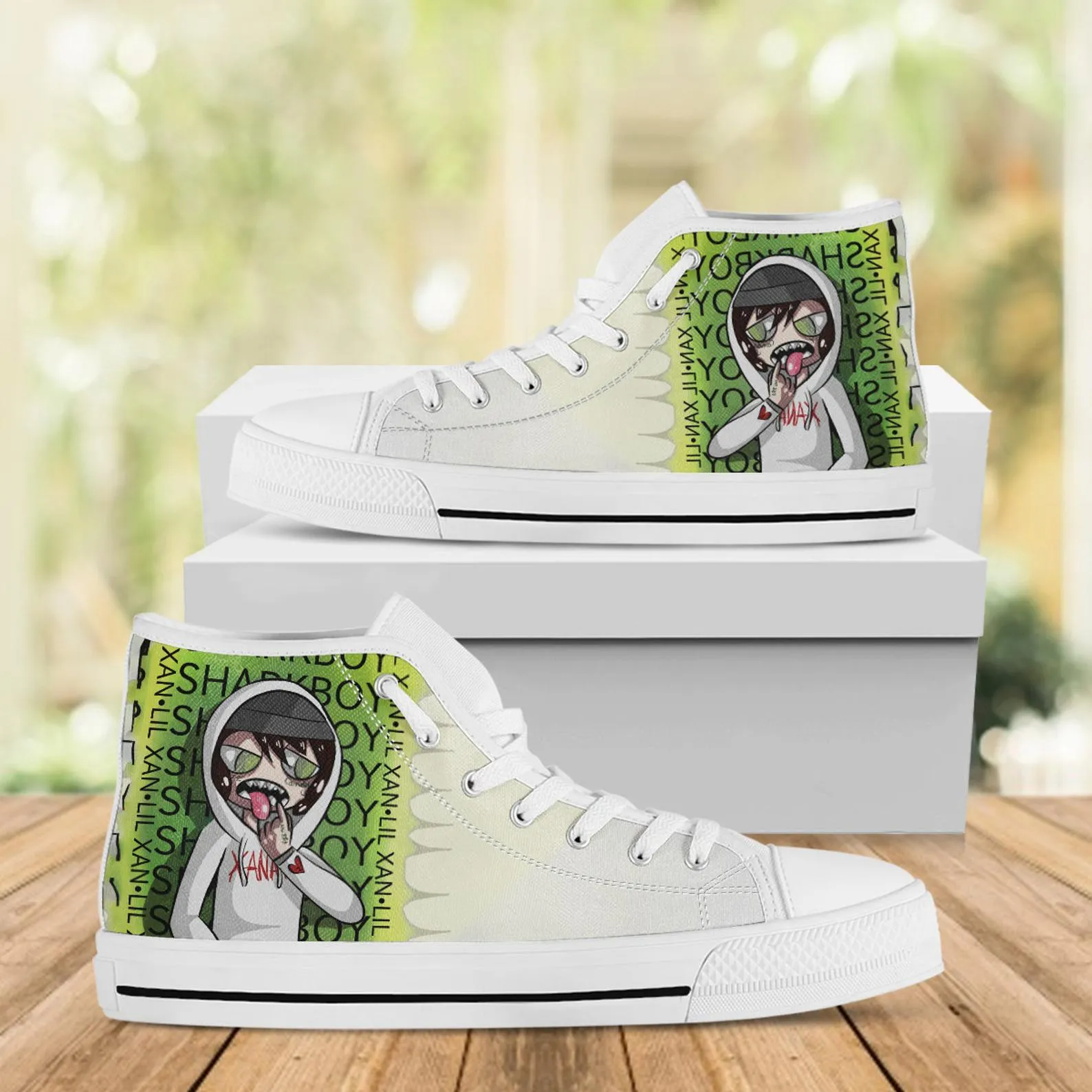 Lil Xan Custom Shoes, Custom Music Shoes, Music Hightops, Rapper Lil Xan Shoes, Hip Hop, Rapper Hi Tops