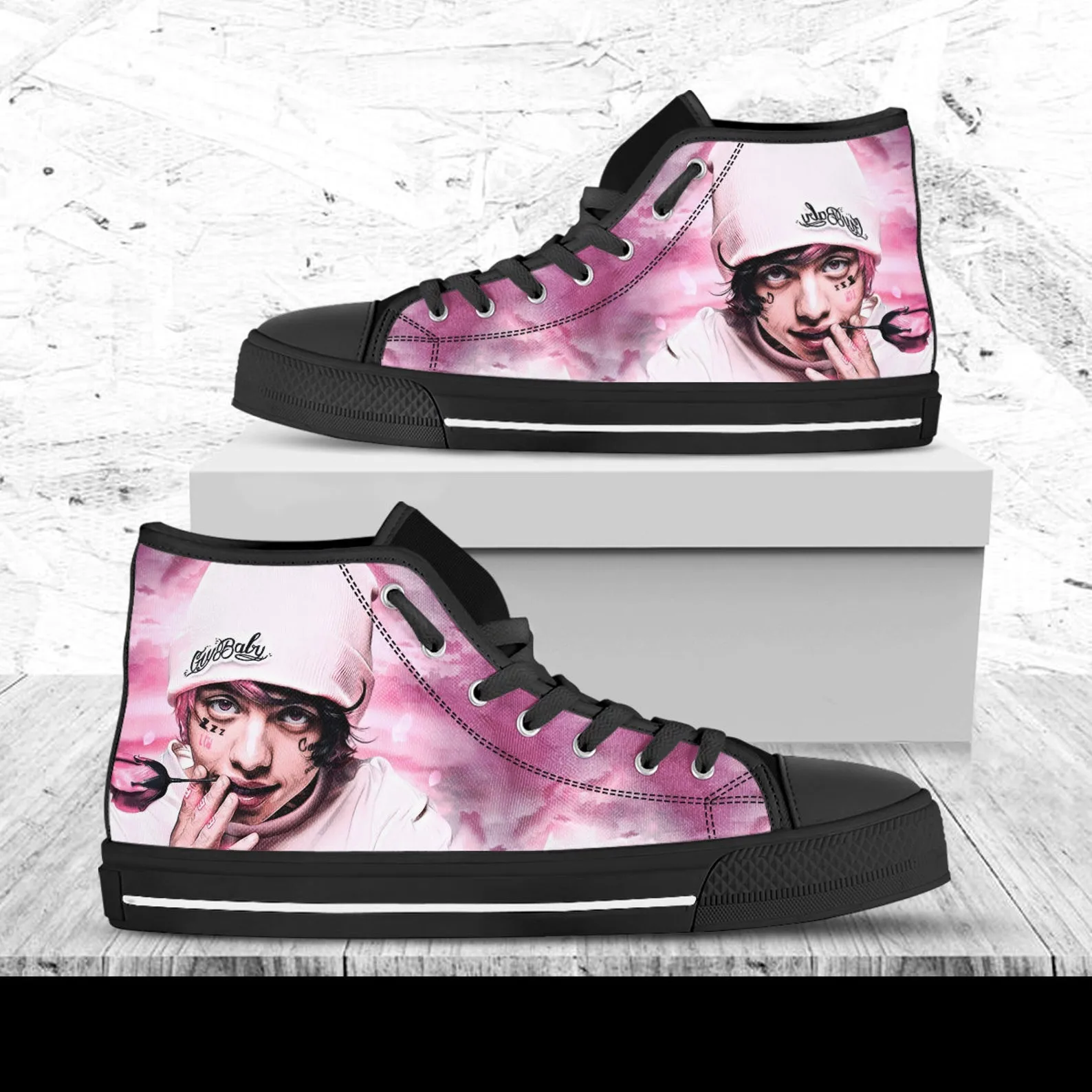 Lil Xan Custom Shoes, Custom Music Shoes, Music Hightops, Rapper Lil Xan Shoes, Hip Hop, Rapper Hi Tops