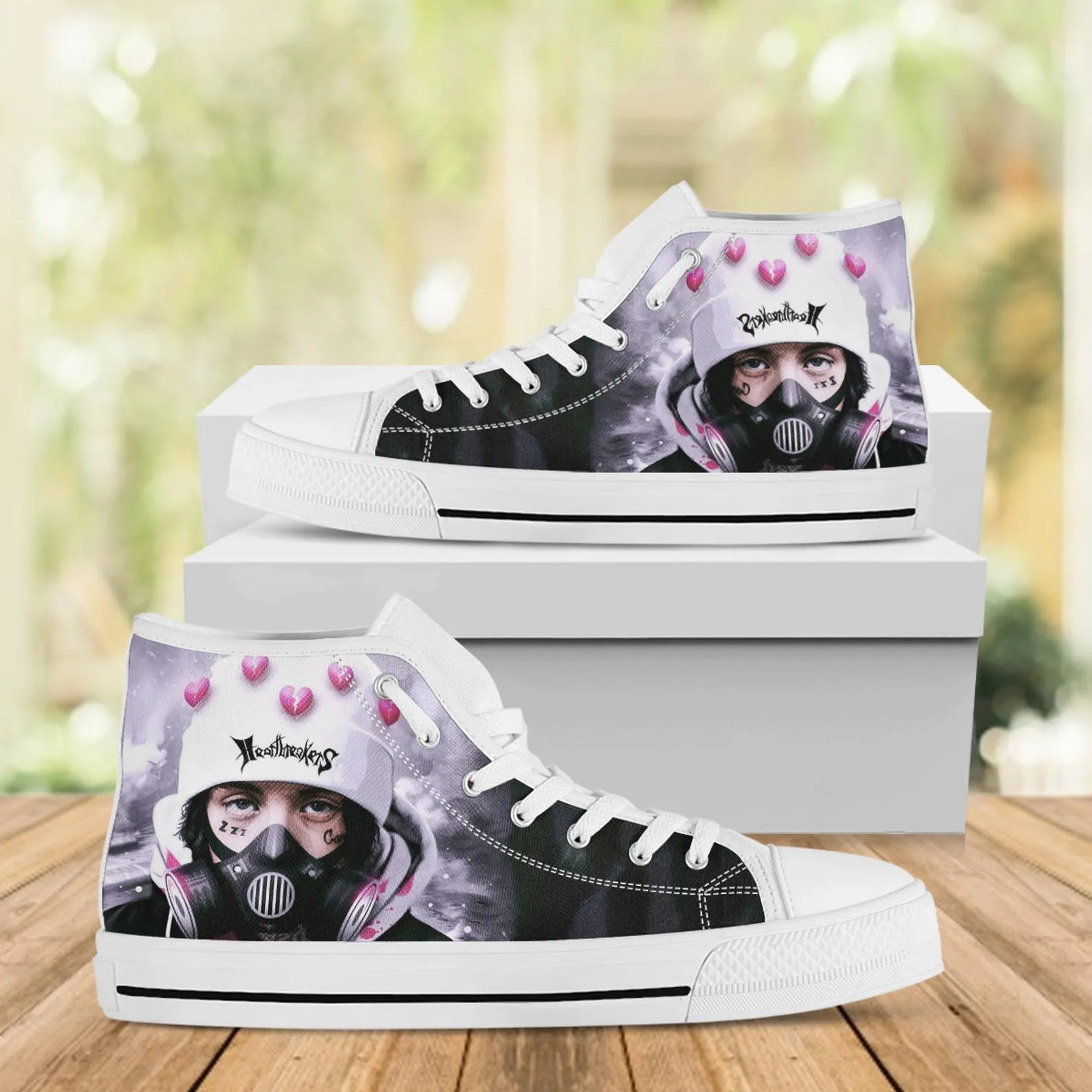 Lil Xan Custom Shoes, Custom Music Shoes, Music Hightops, Rapper Lil Xan Shoes, Hip Hop, Rapper Hi Tops