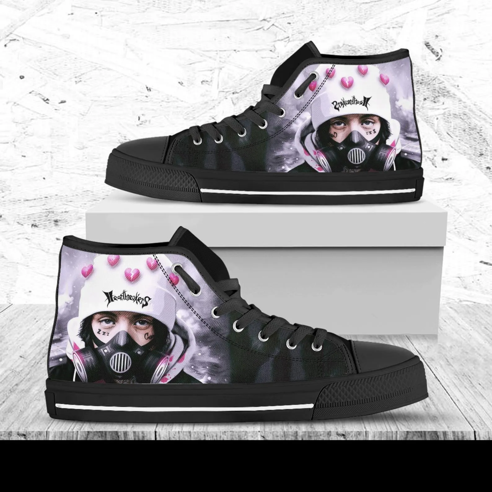 Lil Xan Custom Shoes, Custom Music Shoes, Music Hightops, Rapper Lil Xan Shoes, Hip Hop, Rapper Hi Tops