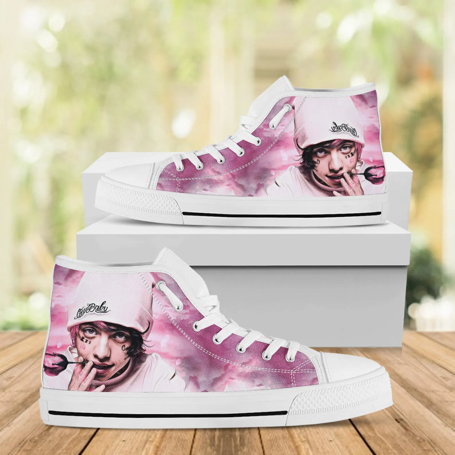 Lil Xan Custom Shoes, Custom Music Shoes, Music Hightops, Rapper Lil Xan Shoes, Hip Hop, Rapper Hi Tops