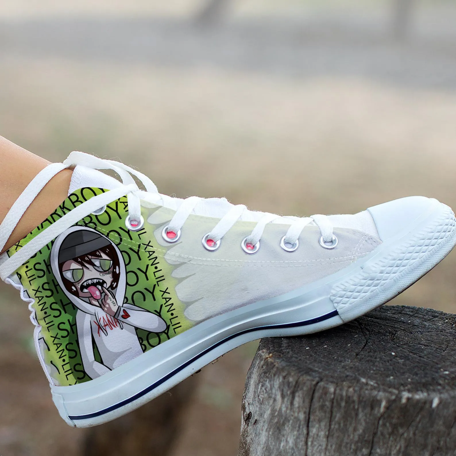 Lil Xan Custom Shoes, Custom Music Shoes, Music Hightops, Rapper Lil Xan Shoes, Hip Hop, Rapper Hi Tops