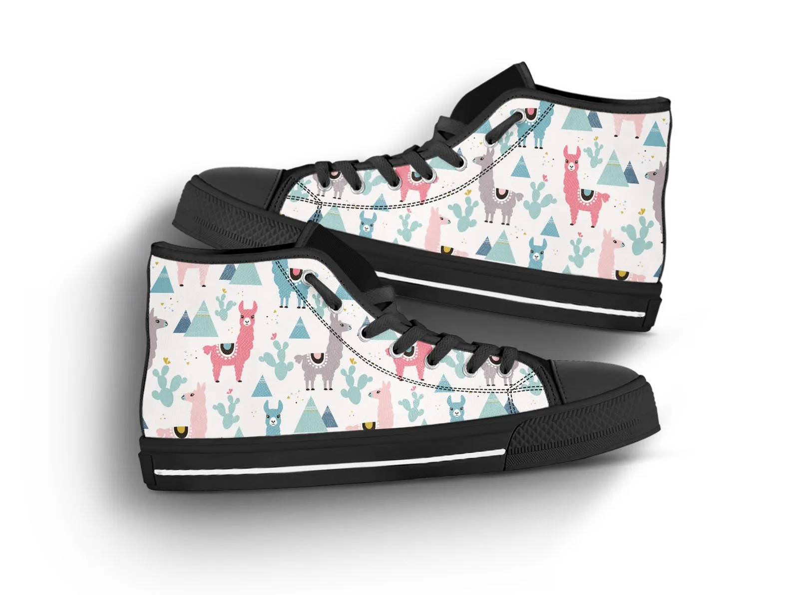 Llama Print Shoes Llama Shoes Llama Sneakers Cute Shoes Llama Lover Gifts Custom High Top Converse Style Sneakers For Adults Women & Men