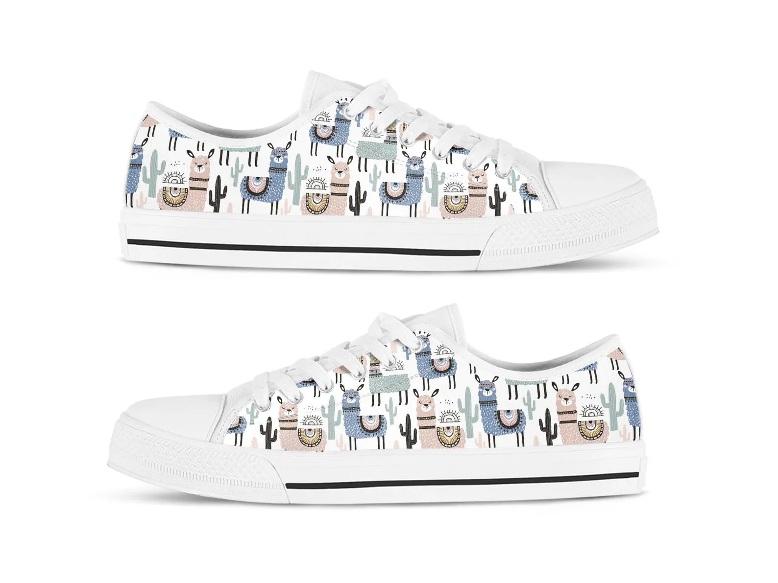 Llama Print Shoes Llama Sneakers Llama Shoes Cute Shoes Llama Lover Gifts Custom Low Top Converse Style Sneakers For Adults Women & Men