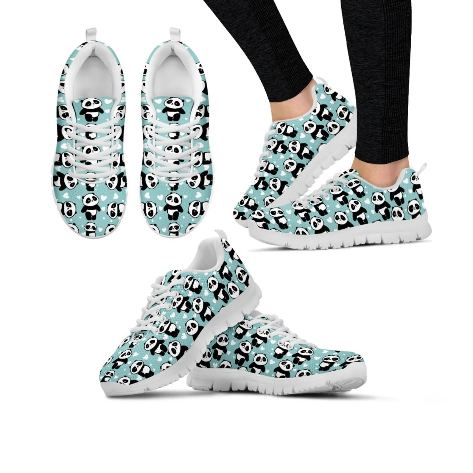 Lovely Panda Shoes Panda Print Sneakers Panda Running Shoes Athletic Casual Shoes Panda Lover Gifts Clothing for Womens Mens Kids Adults