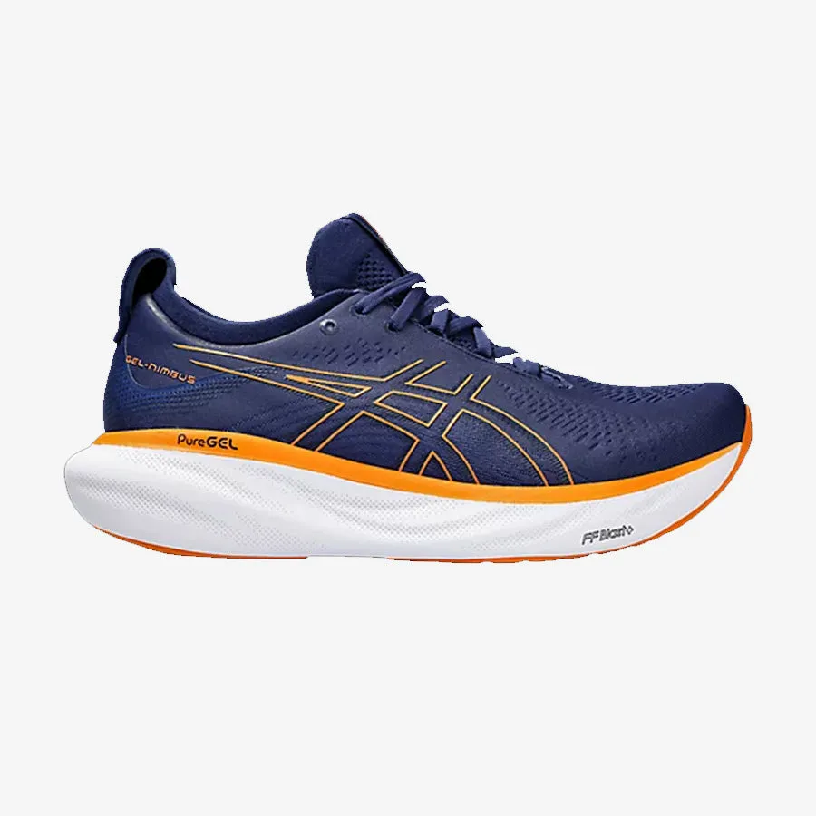 Men's Gel-Nimbus 25 Wide 2E (Deep Ocean/Bright Orange)