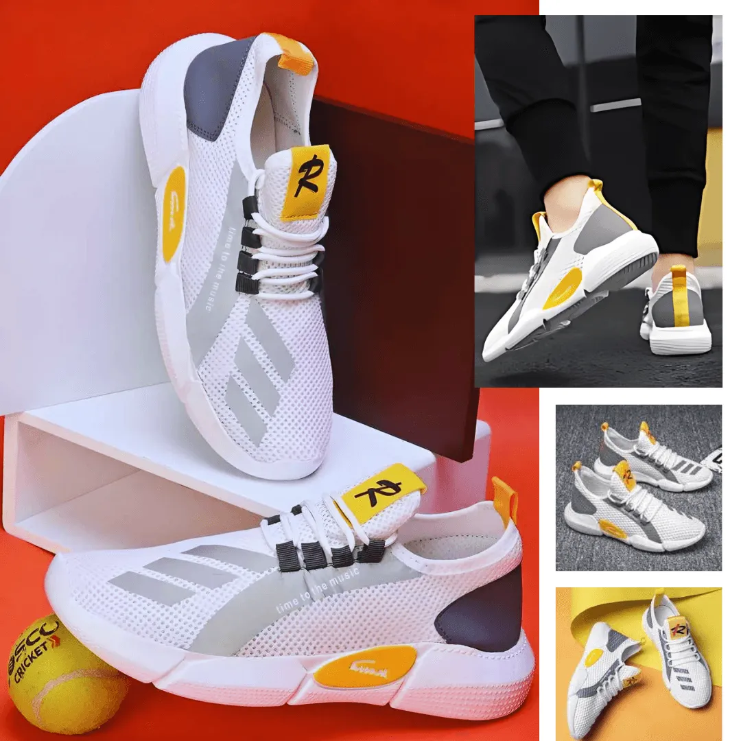 Men's Trendy Sneakers - Stylish White Sports Shoes with PVC Sole