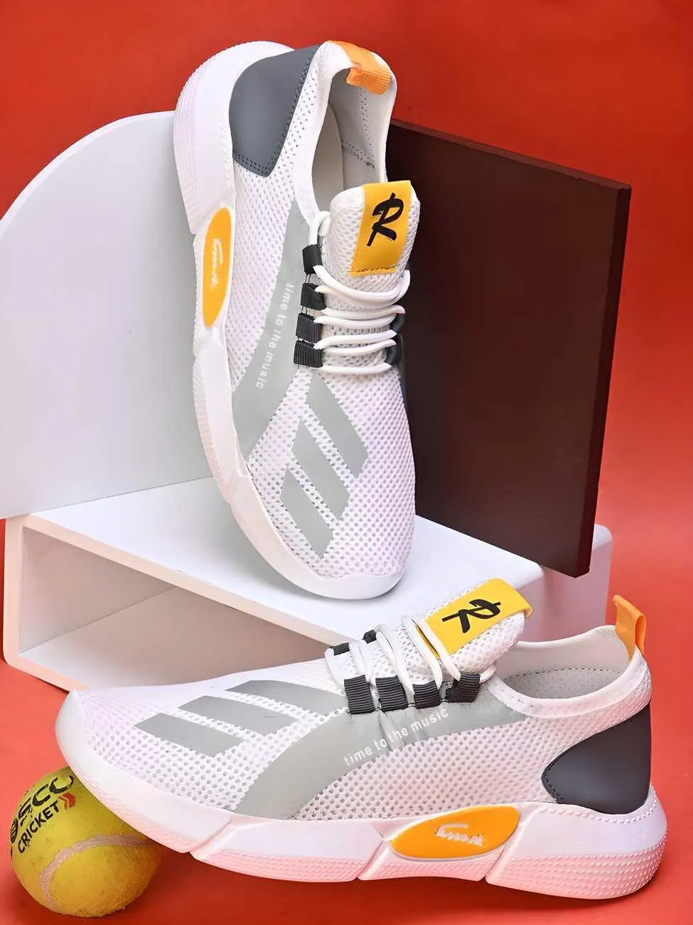 Men's Trendy Sneakers - Stylish White Sports Shoes with PVC Sole