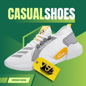 Men's Trendy Sneakers - Stylish White Sports Shoes with PVC Sole