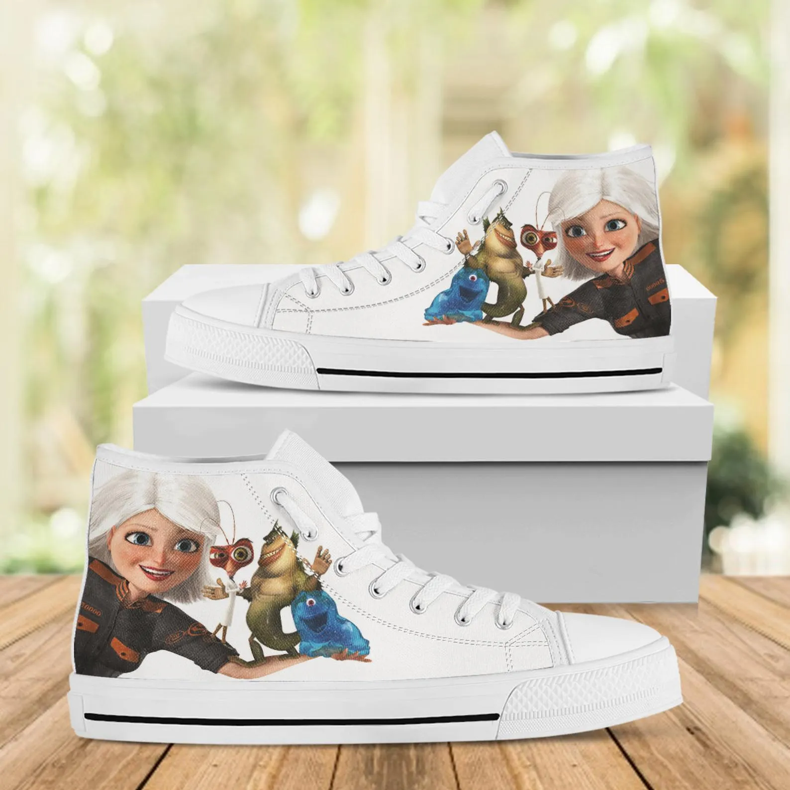 Monster Aliens Custom Shoes, Custom Movie Shoes, Movie Hightops, Disney Cartoon, Disney Movie Shoes, Monster Aliens Shoes