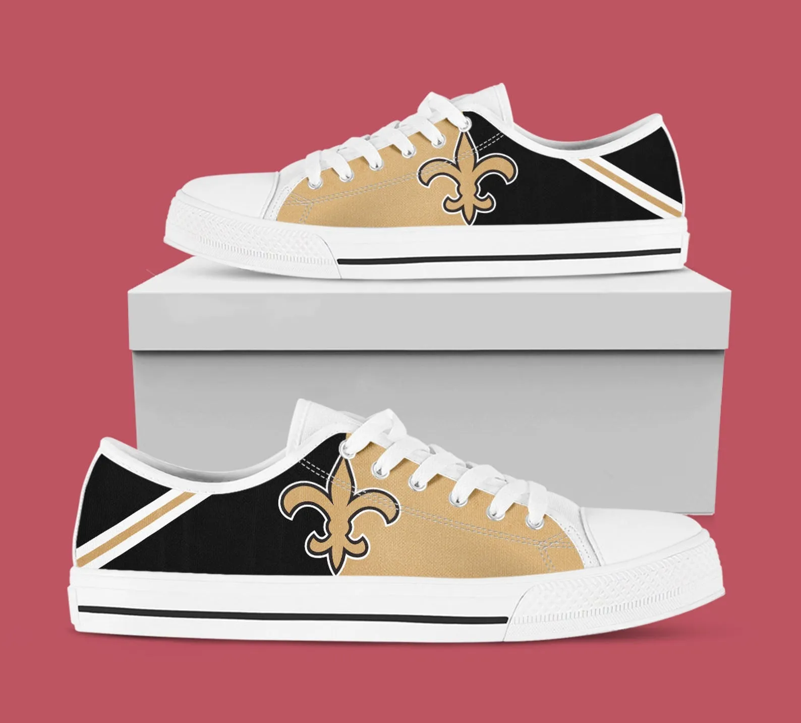 New Orleans Saints Custom Lowtop, Football Custom Shoes, Sport Lowtop, Canvas Shoes, Canvas Lowtop, Unisex Shoes, Gift Birthday