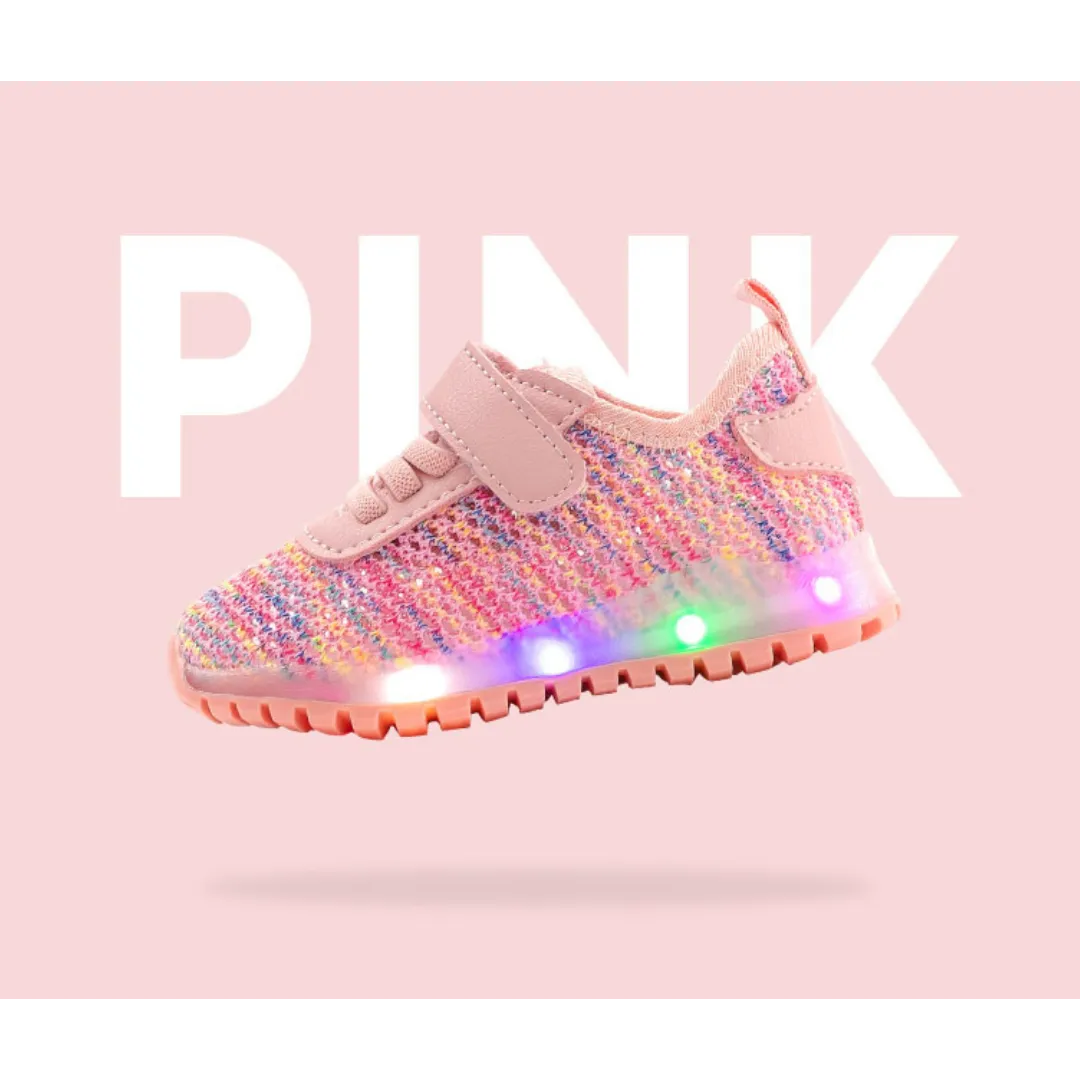 Ozkiz Pink "Pro Mile" LED Sneakers  (Size 140-180)