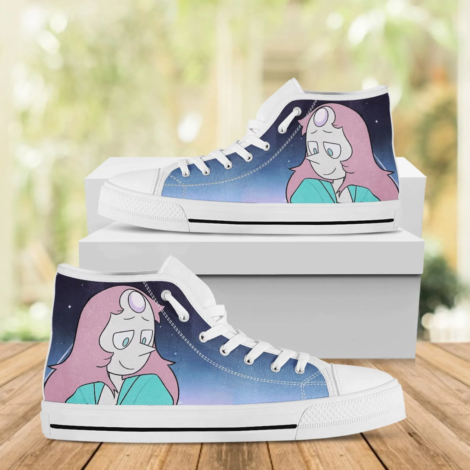 Pearl Custom Shoes, Steven Universe Movie, Cartoon Hightops, Cartoon Network Shoes, Custom Hi Tops, Steven Universe Cartoon Character