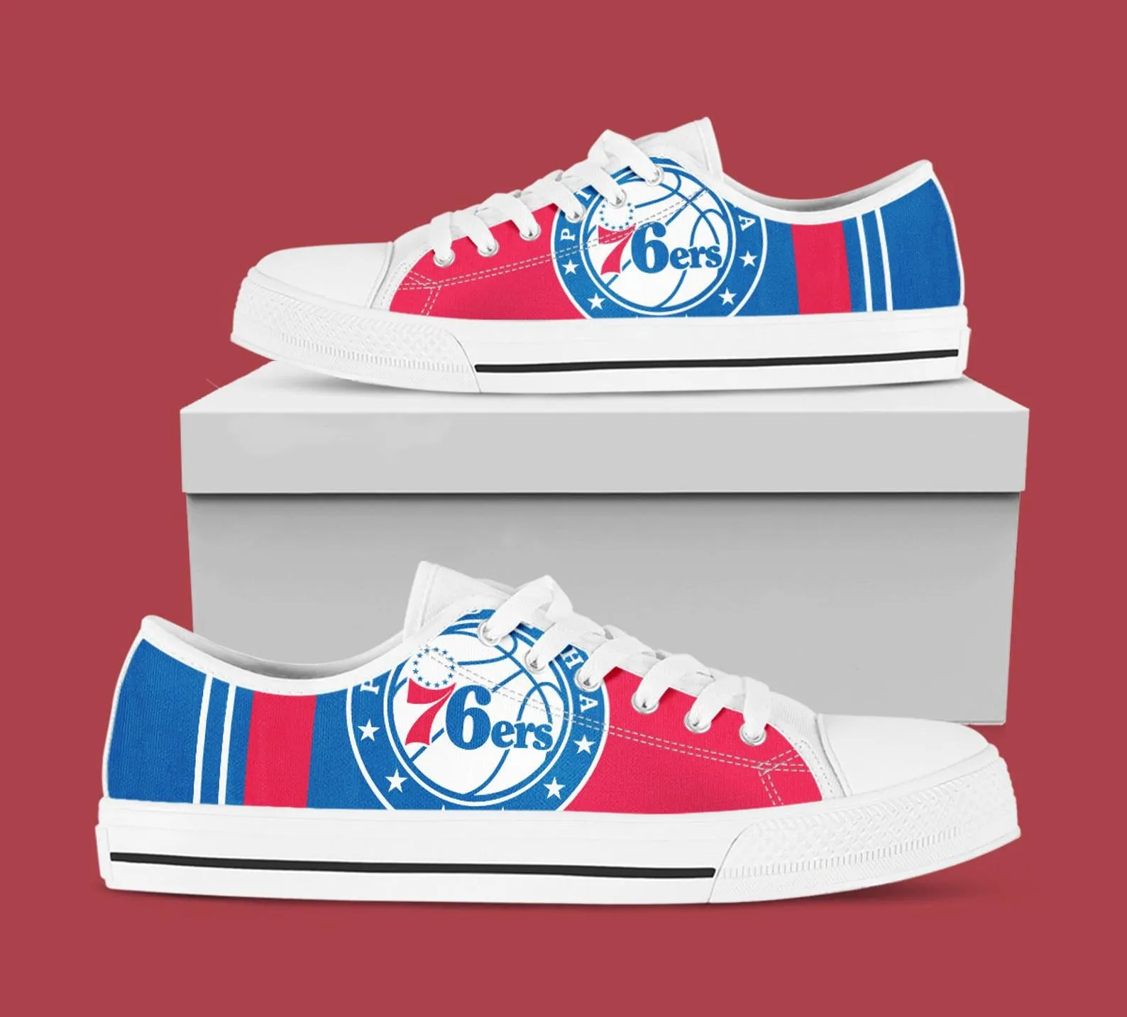 Philadelphia 76ers Custom Lowtop, Basketball Custom Shoes, Sport Lowtop, Canvas Shoes, Canvas Lowtop, Unisex Shoes, Gift Birthday