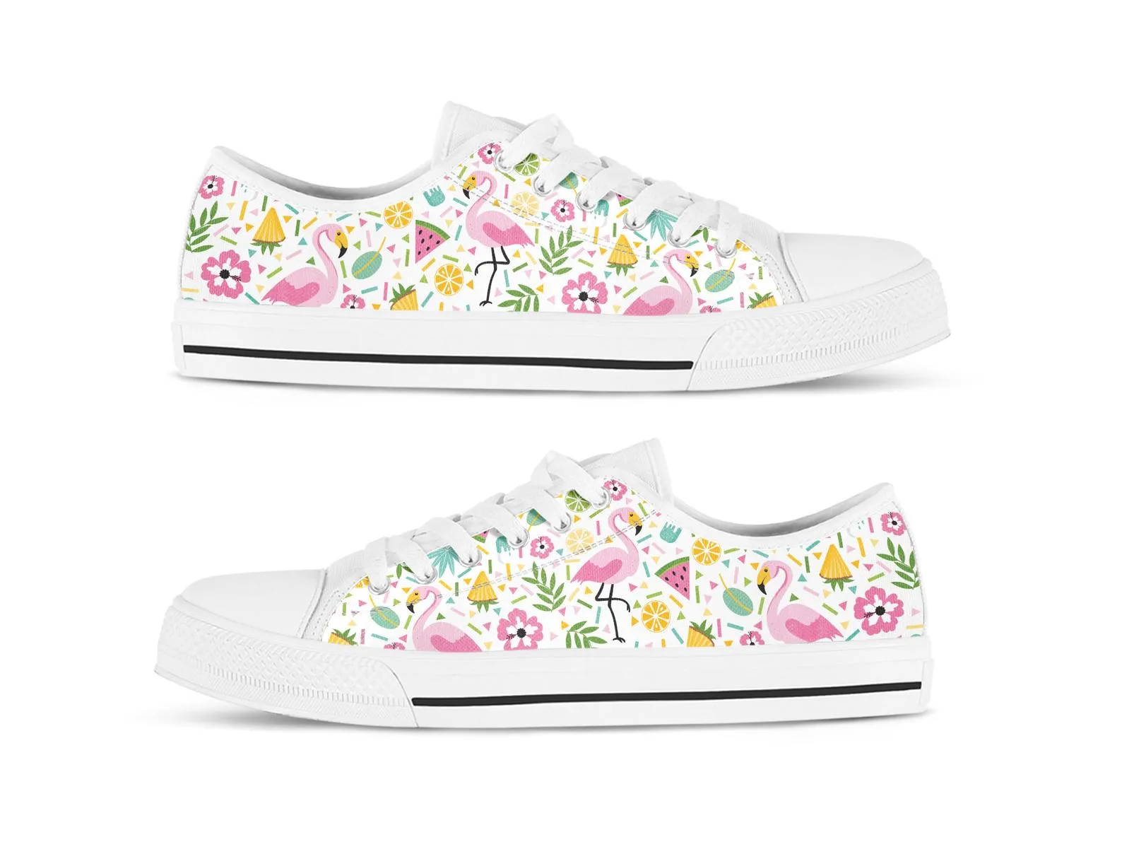 Pink Flamingo Shoes Flamingo Sneakers Cute Shoes Flamingo Lover Gifts Custom Low Top Converse Style Sneakers For Adults Women & Men