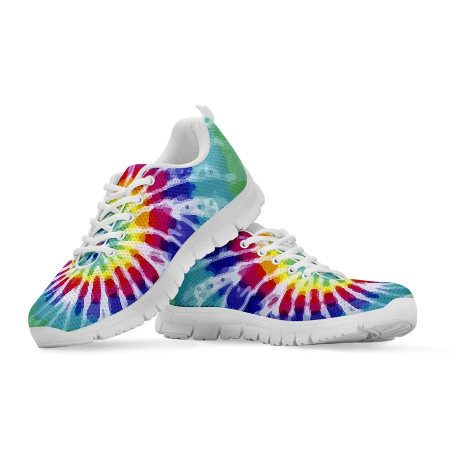 Rainbow Print Shoes Tie Dye Printed Sneakers Rainbow Running Shoes LGBT Pride Day Gifts Clothing for Womens Mens Kids Adults