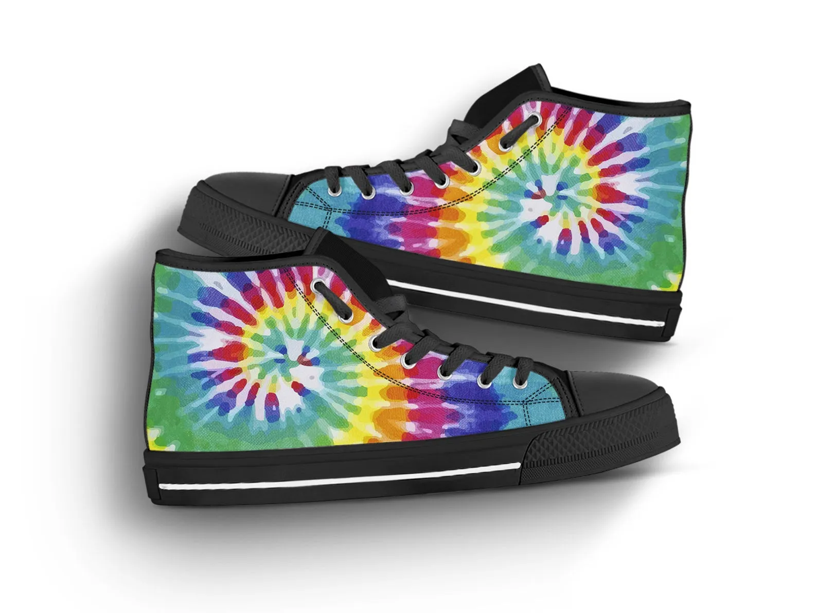 Rainbow Print Shoes Tie Dye Sneakers Colorful Shoes Rainbow Lover Gifts Custom High Top Converse Style Sneakers For Adults Women & Men