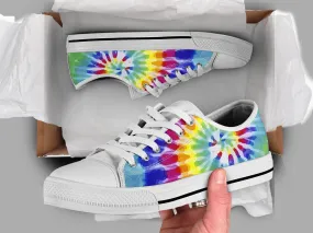 Rainbow Print Shoes Tie Dye Sneakers Rainbow Shoes Cute Shoes LGBT Love Gifts Custom Low Top Converse Style Sneakers For Adults Women & Men