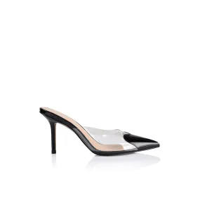 Raquel Mule Vinylite & Black Patent