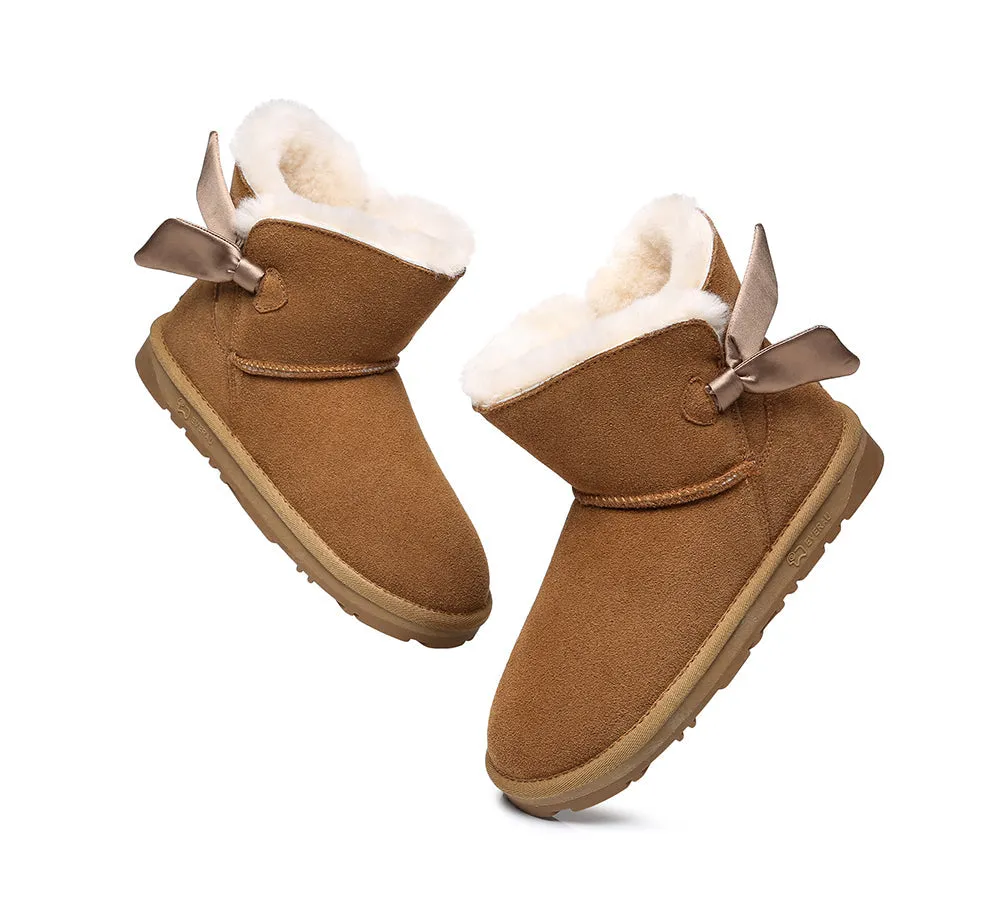 Sheepskin Single Bow Boots Women Ember