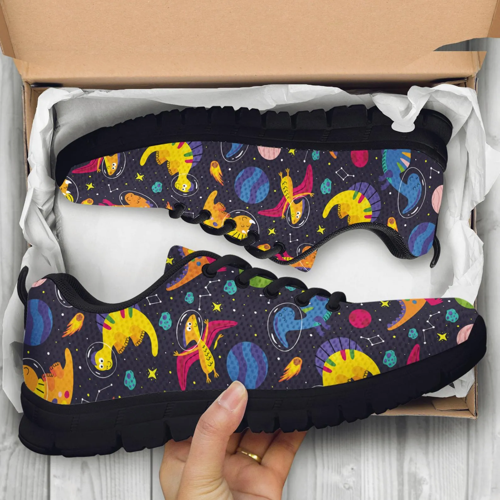 Space Dinosaur Shoes Dinosaur Print Sneakers Dinosaur Running Shoes Casual Shoes Dinosaur Lover Gifts Clothing for Womens Mens Kids Adults