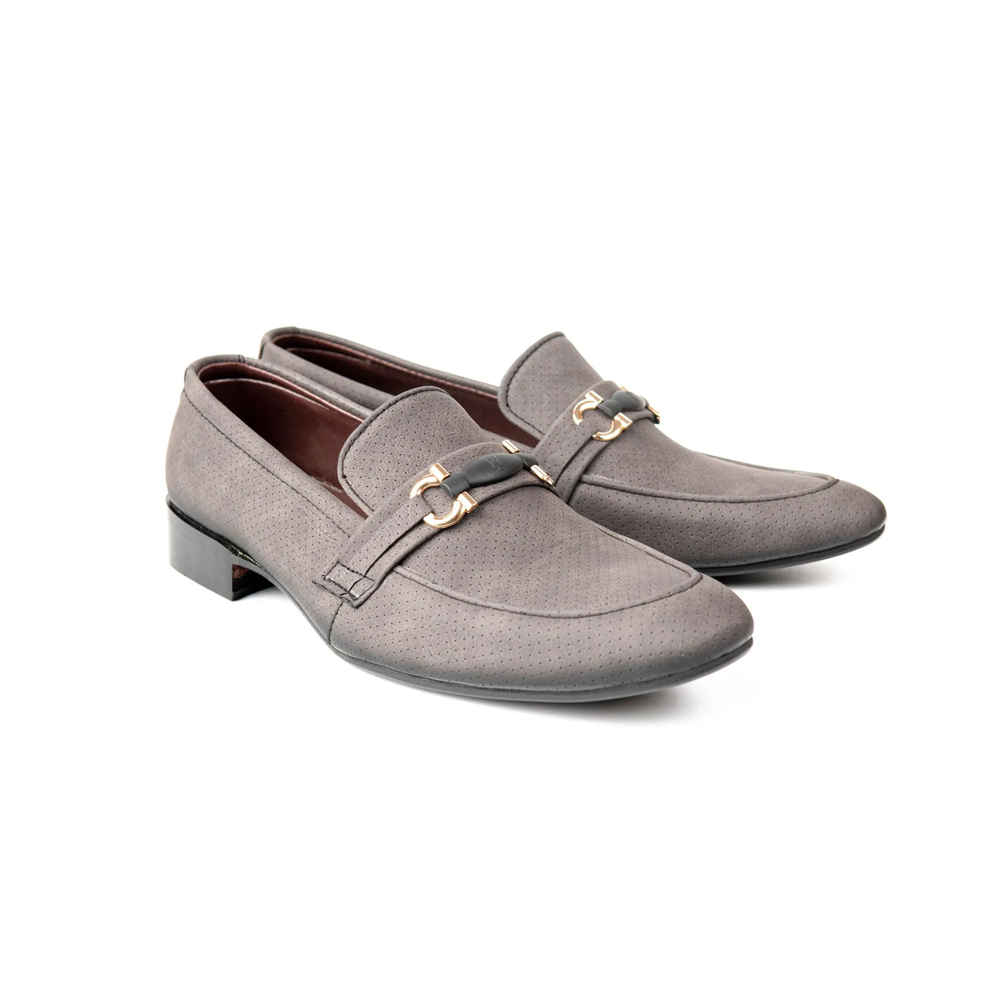 Strap Buckle Grey Formal Shoes