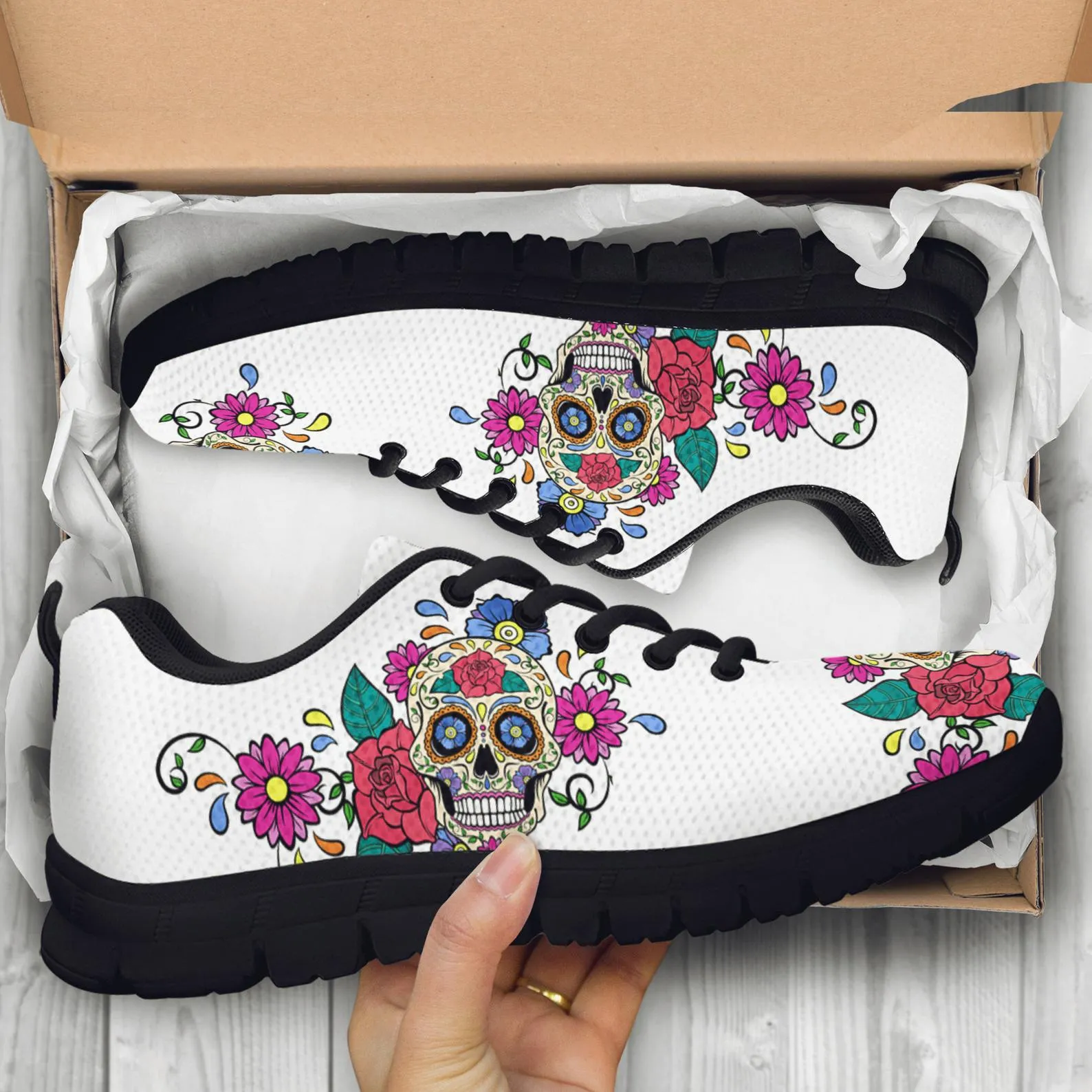 Sugar Skull Shoes Sugarskull Printed Sneakers Sugarskull Running Shoes Skull Lover Gifts Clothing for Womens Mens Kids Adults