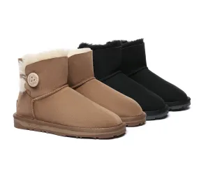 UGG Boots Double Faced Sheepskin Wool Ankle Mini Button Boots