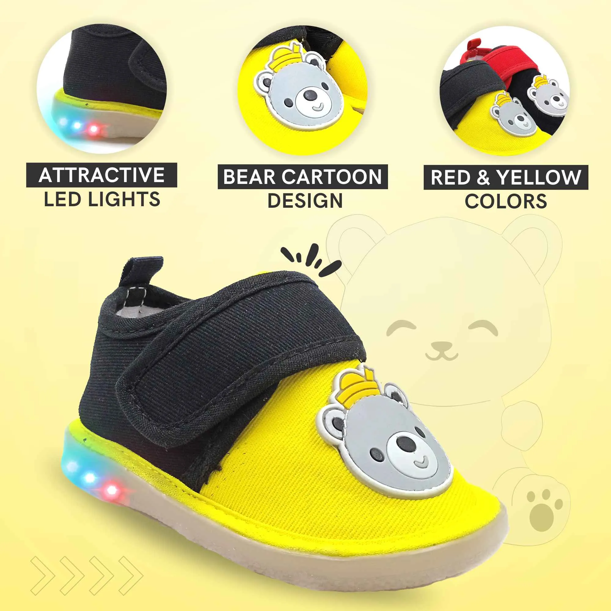 Urbanfeet Attractive King Bear Shoes with LED Light | Shoes for Baby Boys & Girls | 12 Months to 24 Months