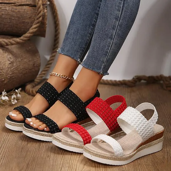 Women's Casual Elastic Wedge Fish Mouth Sandals 80983571S