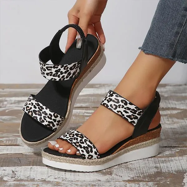 Women's Casual Leopard Elastic Wedge Sandals 76167668S