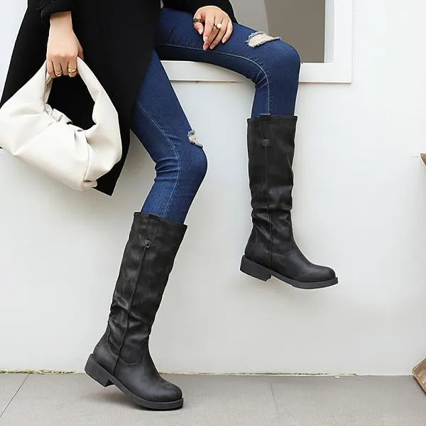 Women's Casual Retro Daily Flat Knee-high Boots 61738787S