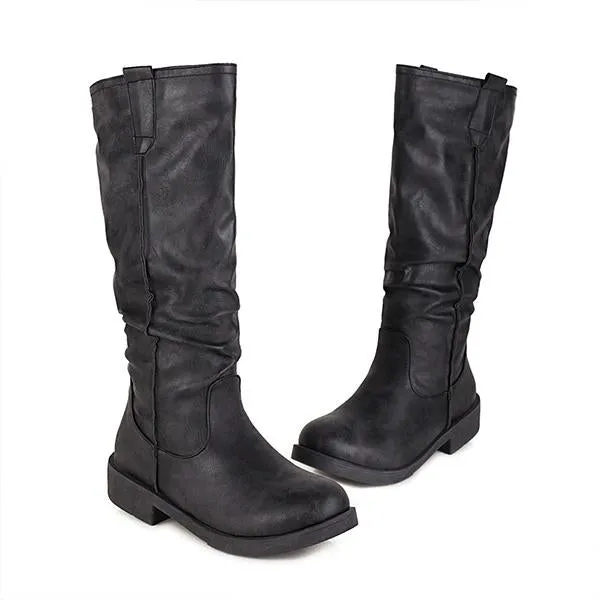 Women's Casual Retro Daily Flat Knee-high Boots 61738787S