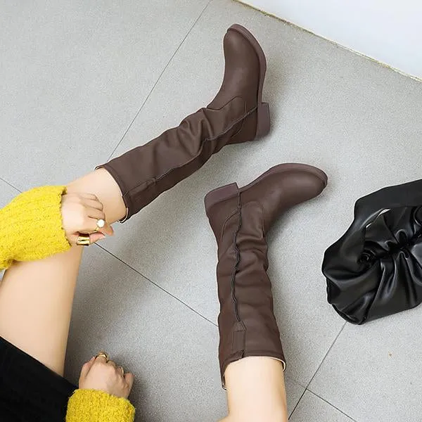 Women's Casual Retro Daily Flat Knee-high Boots 61738787S